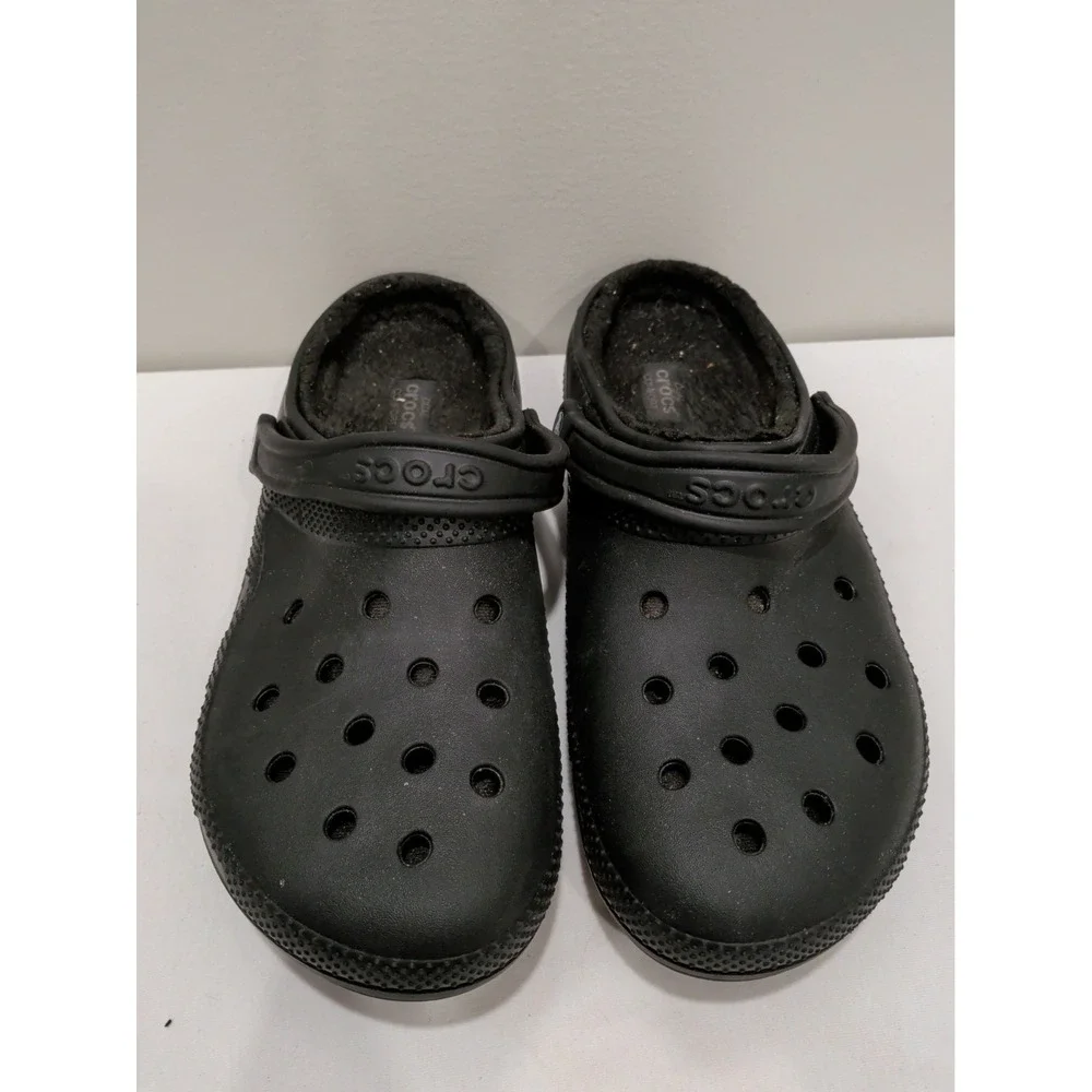 Crocs Men's DUAL COMFORT Faux Fur Lined Slides Sandals Black Men's  Sz 13